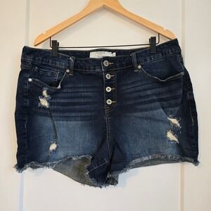 Torrid Denim Distressed Frayed Hem Button Fly Shorts Womens Size 20